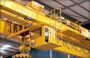 Yellow industrial overhead crane 