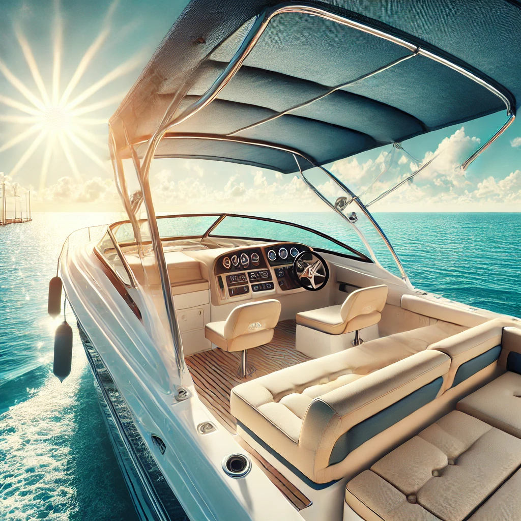 A bright, high-quality image featuring a sleek, well-maintained boat docked at a marina Naples FL