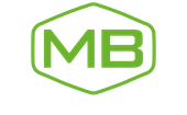 A lime-green logo featuring the letters "MB" inside a hexagonal outline.