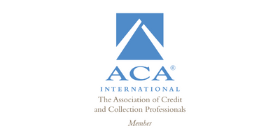 ACA International logo with blue geometric icon and tagline for The Association of Credit and Collection Professionals