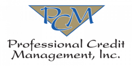 Professional Credit Management, Inc. logo with gold and blue PCM lettering