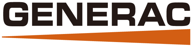 The logo for generac is orange and black on a white background.