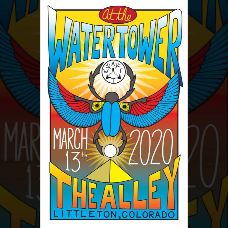 Poster illustration for At the Watertower / March 13th, 2020 / Littleton, Colorado / The Alley 