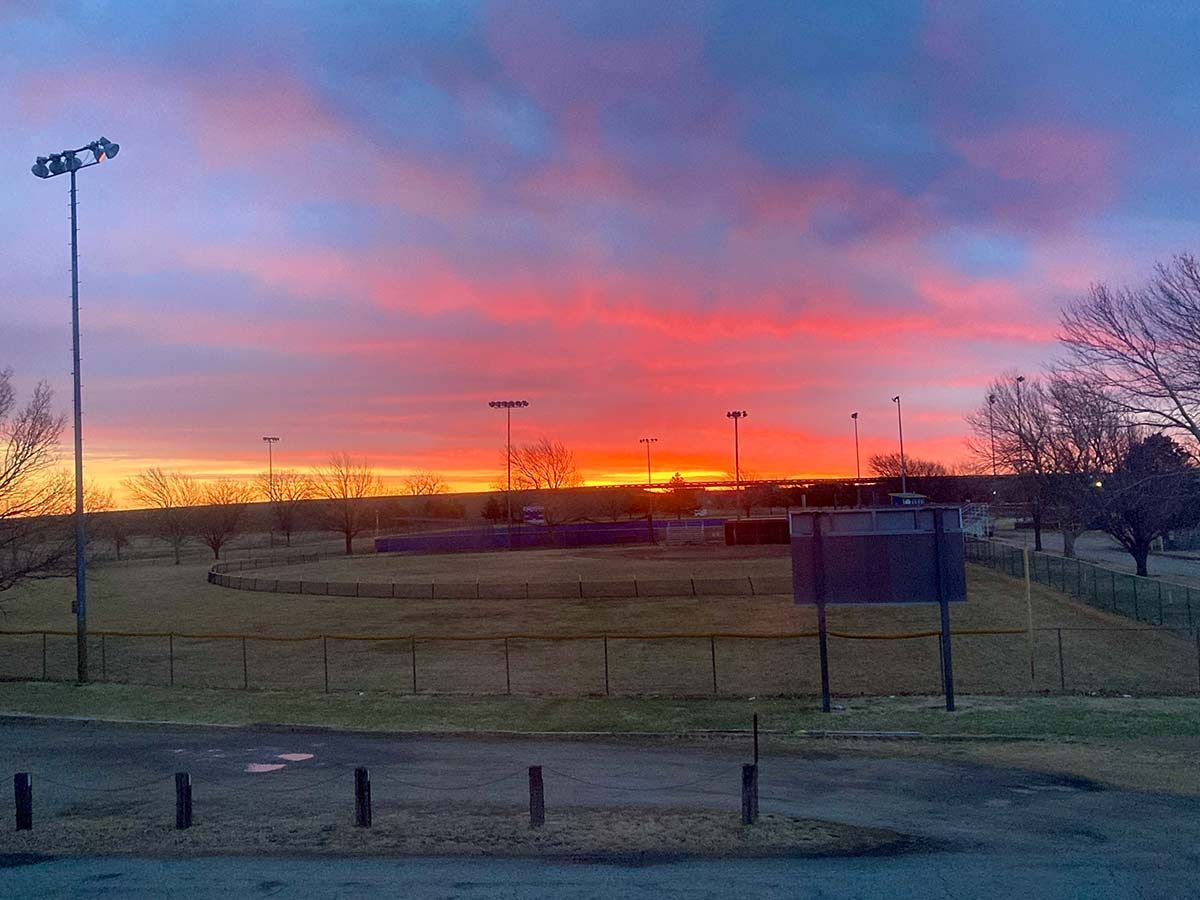 Sunrise at the ball field in Lindsborg, Kansas