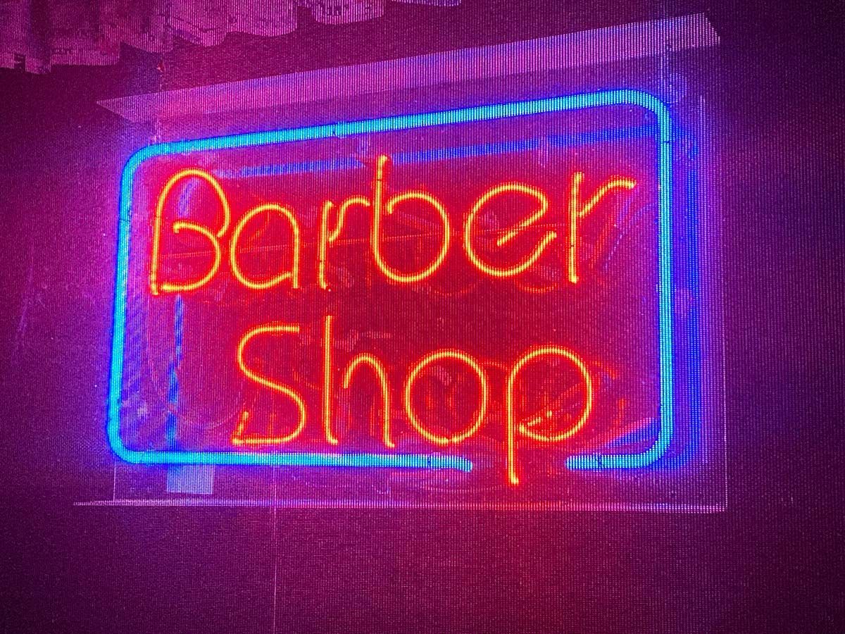 neon sign, barber shop, Salina, Kansas