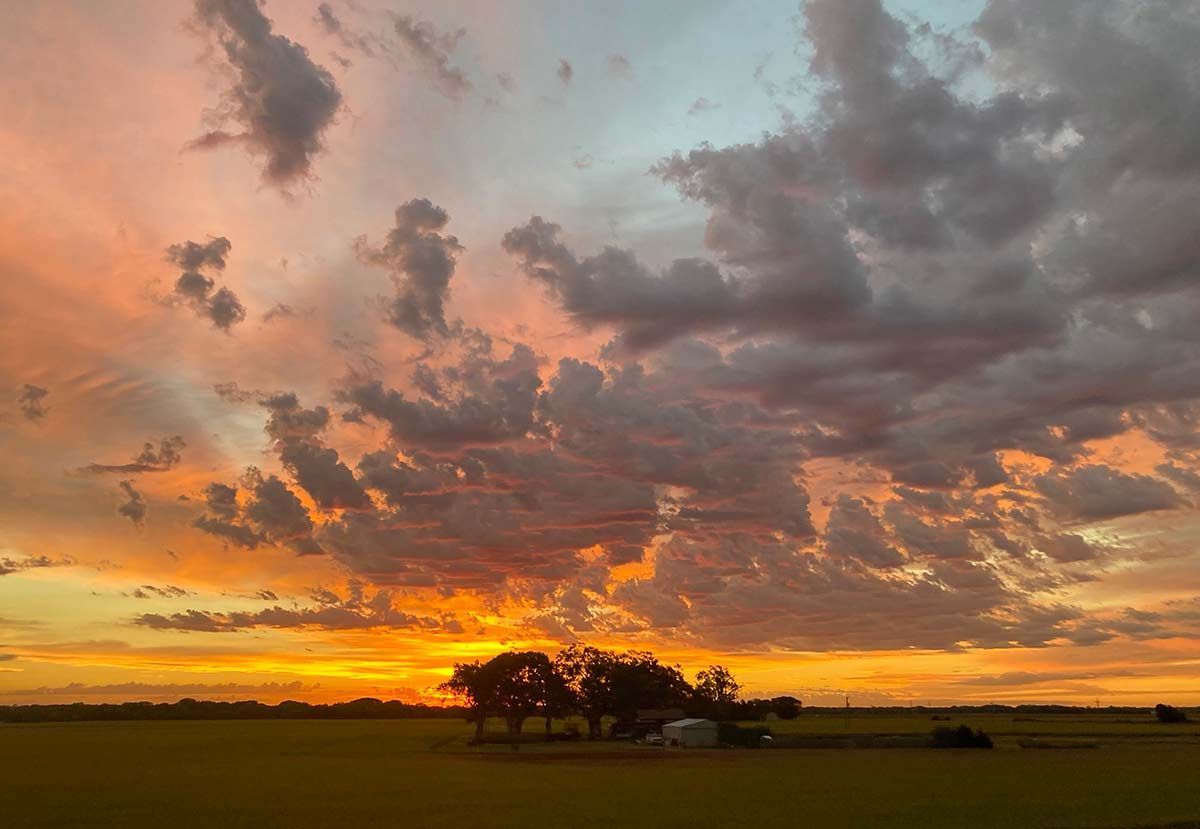 Colorful sunset in Ottawa County, Kansas