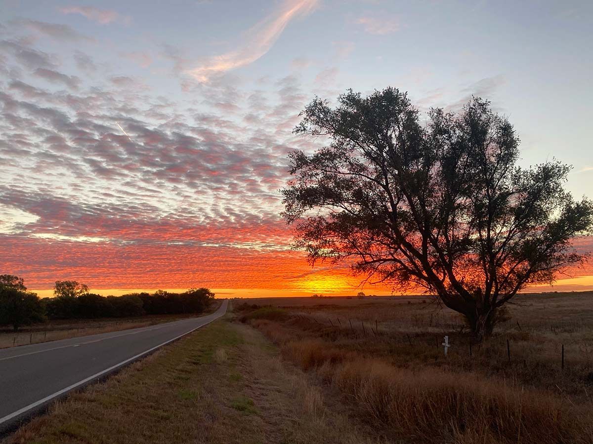 Sunrise on Limestone Road, Ottawa County, Kansas