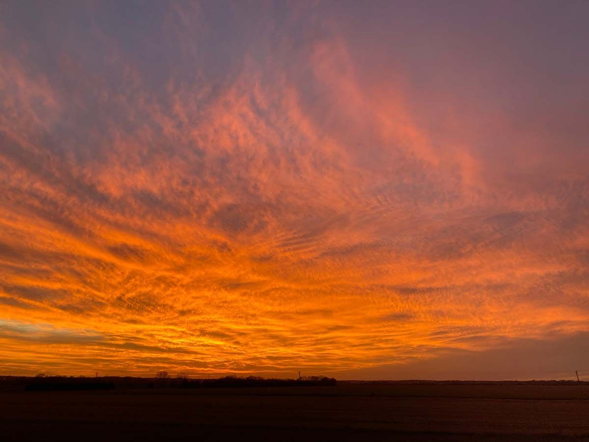 Sunrise over the plains in Ottawa County, Kansas 