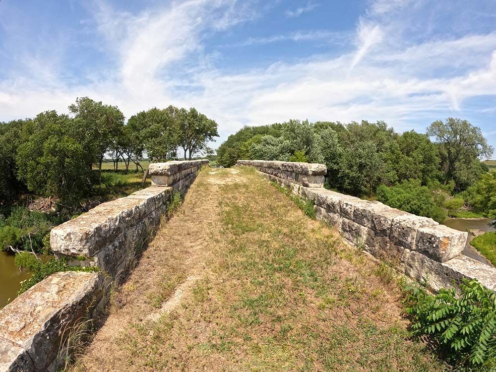 Clements Bridge, Kansas, grass, stone, architecture, walls, sky