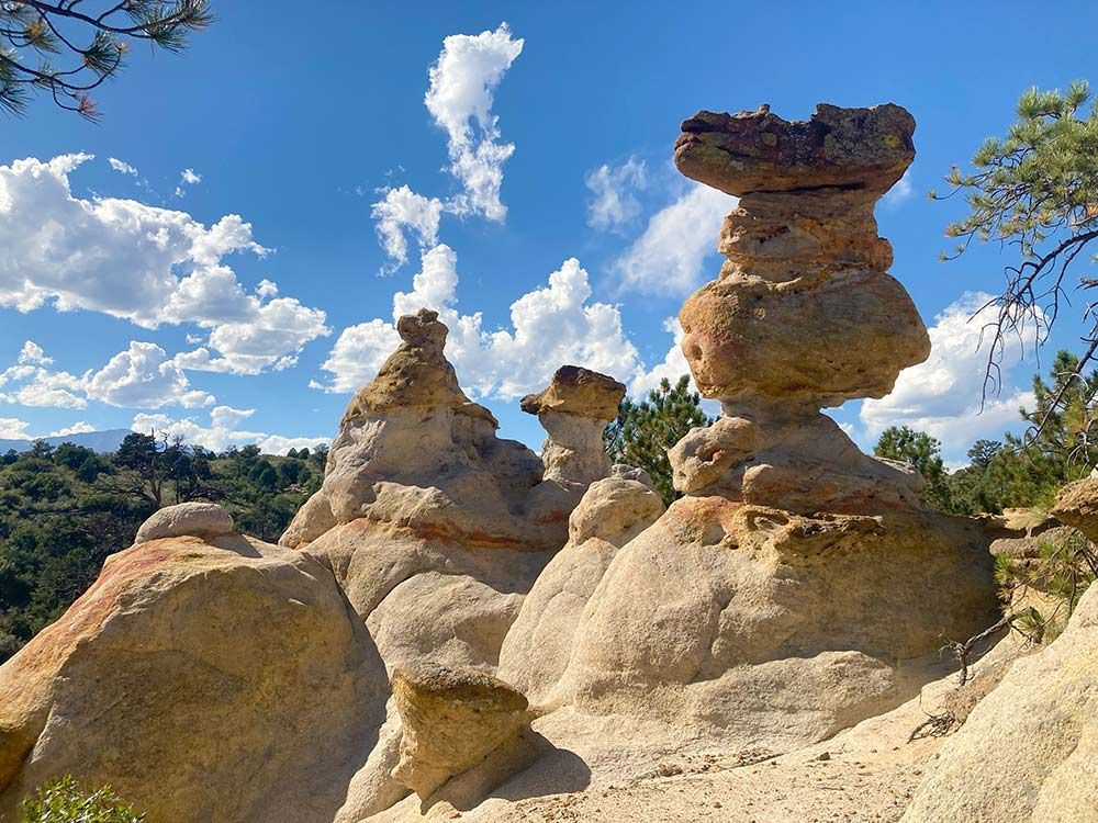 rocks, rock formations, Palmer Park, Colorado Springs, Blue Sky, clouds, 