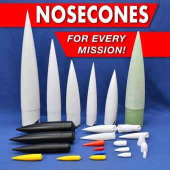 Digital ad for model rocket nosecones. 