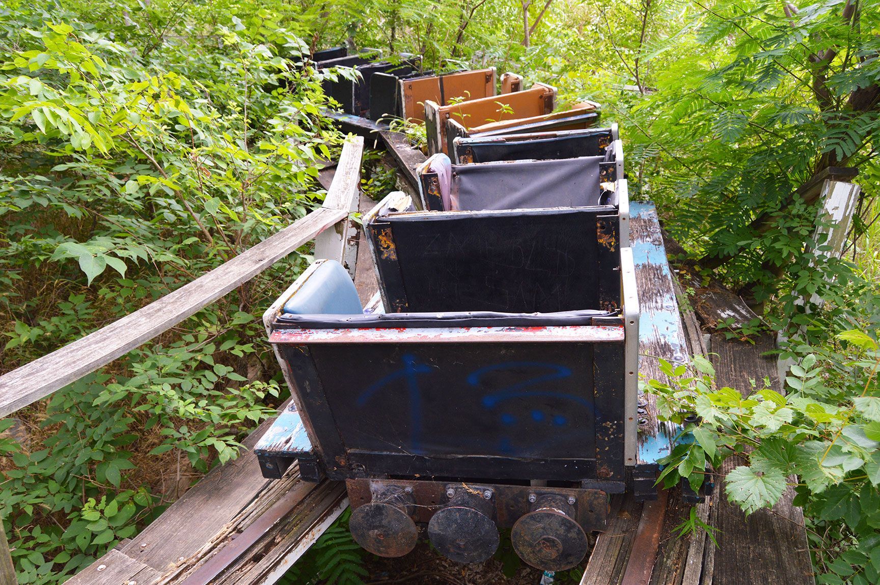 old roller coaster, amusement park ruins, Joyland, Wichita, Kansas