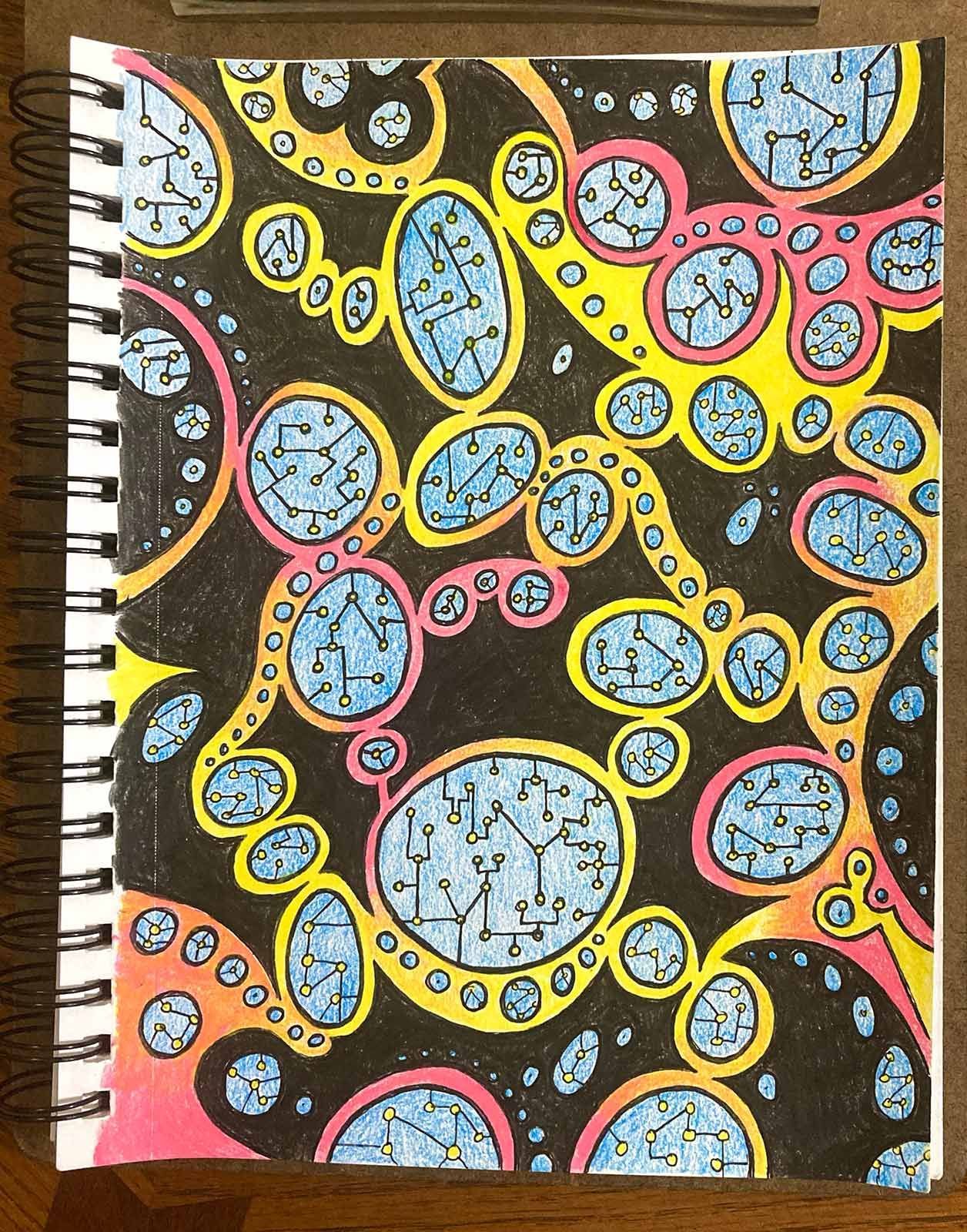 abstract drawing / bubbles / colored pencil on paper