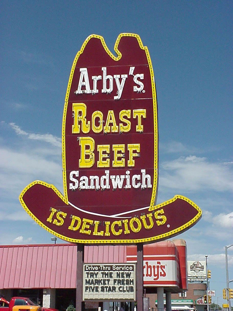 Arby's, Cowboy Hat, neon sign, signage, Cheyenne, Wyoming