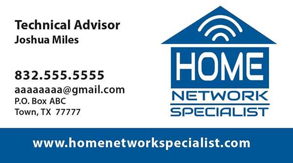 business card, print, layout, graphic design, Home Network Specialist