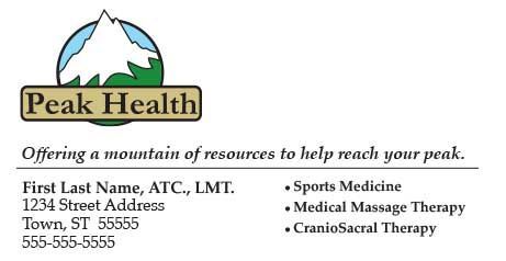 business card, print, layout, graphic design, Peak Health