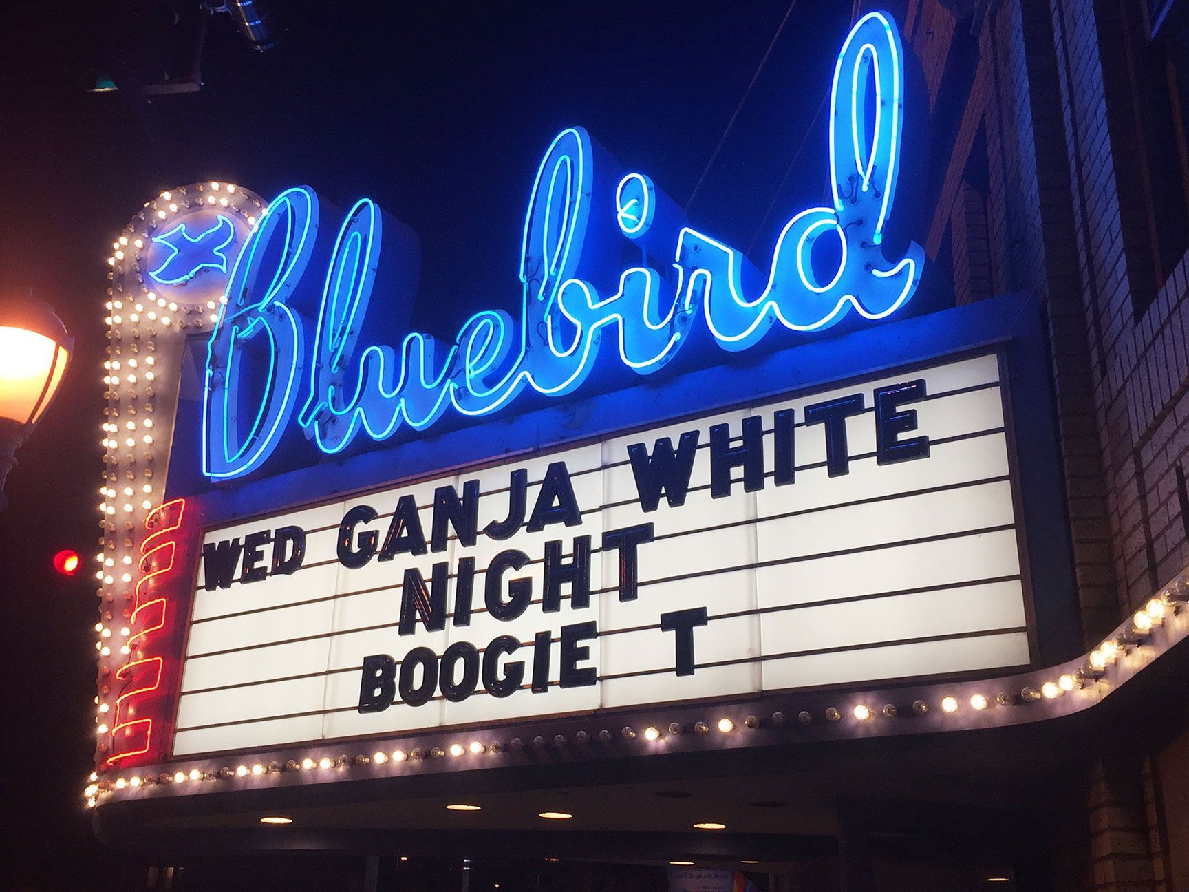 Bluebird Theatre, neon lights, marquee, Denver, Colorado, Colfax Ave.