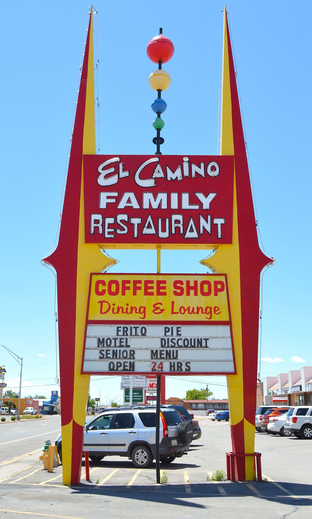 El Camino Family Restaurant, neon sign, signage, Socorro, New Mexico