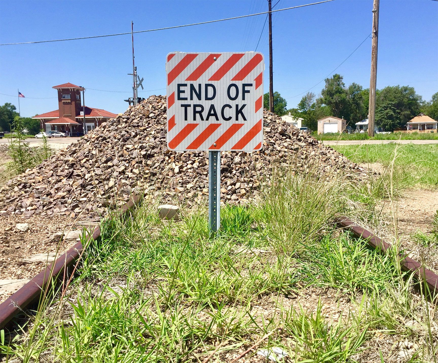 End of Track signage, Salina, Kansas, railroad