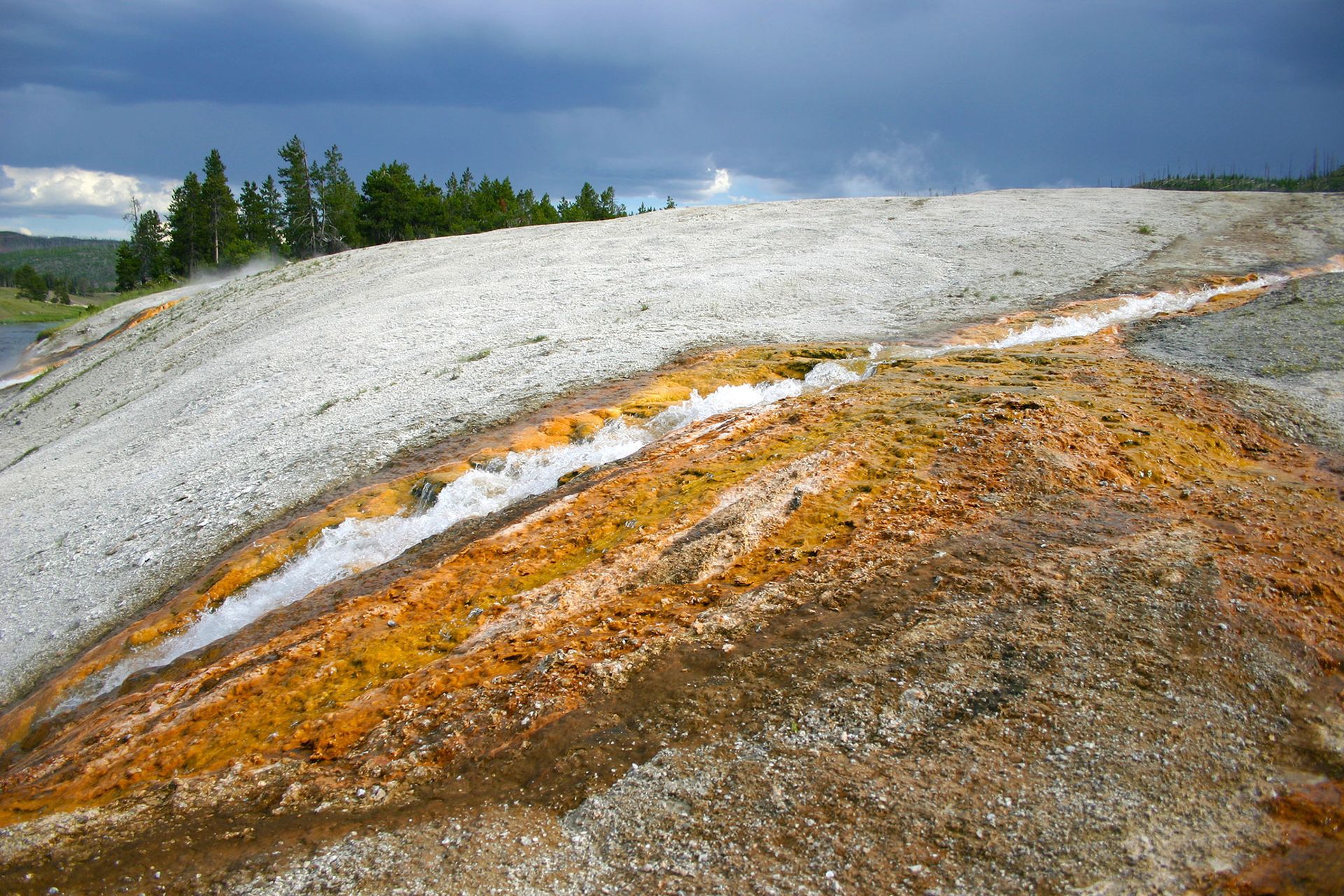 geyser, runoff, geothermal feature, Yellowstone National Park