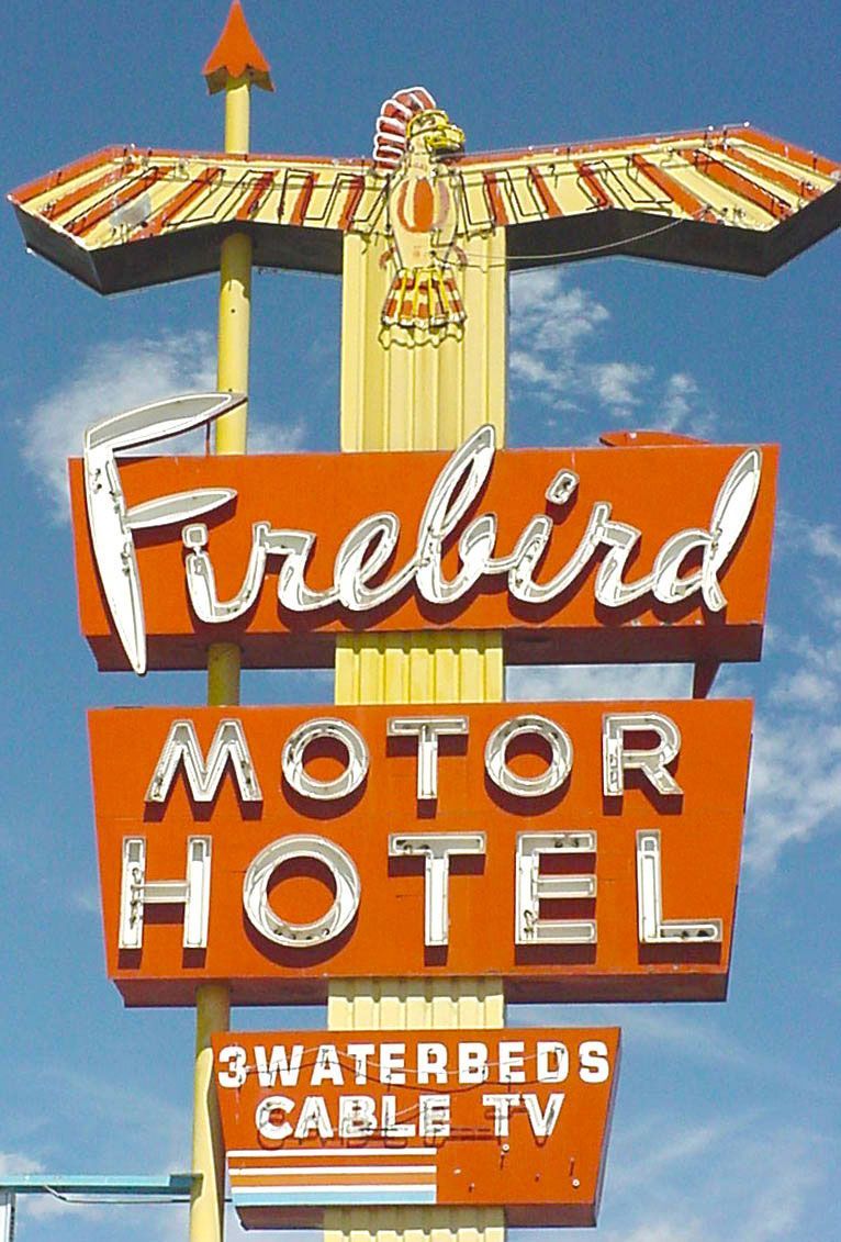 Firebord Motor Hotel, neon sign, signage, Cheyenne, Wyoming