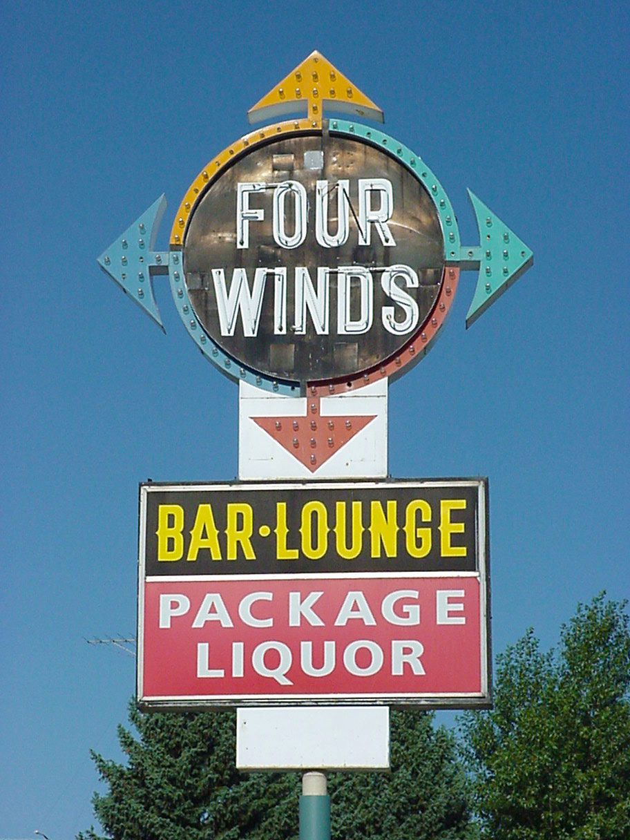 Four Winds Bar & Lounge, neon sign, signage, Cheyenne, Wyoming