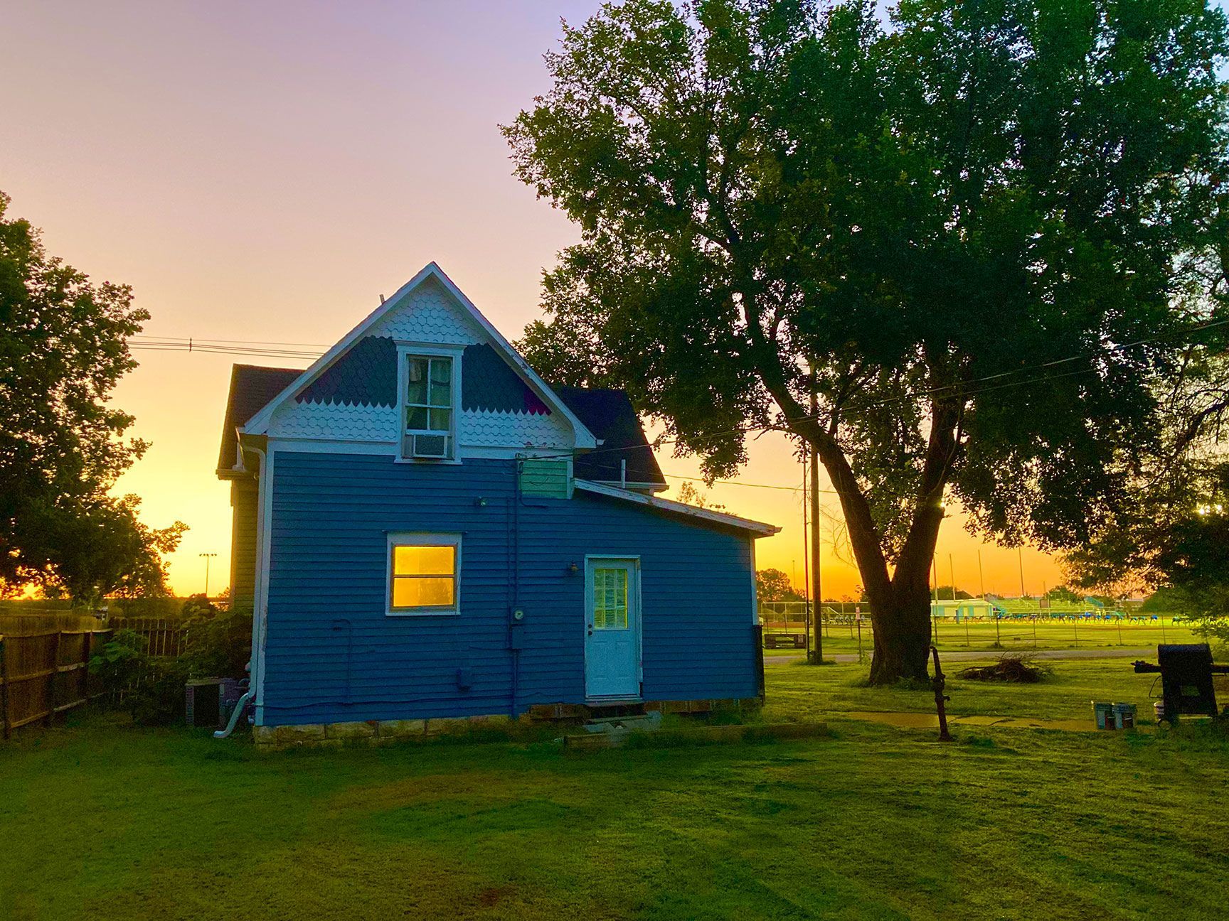 house, sunrise, tree, Kansas, morning