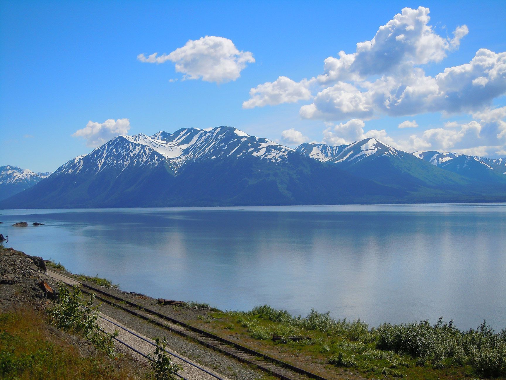 coastline, Alaska, mountains, bay, water