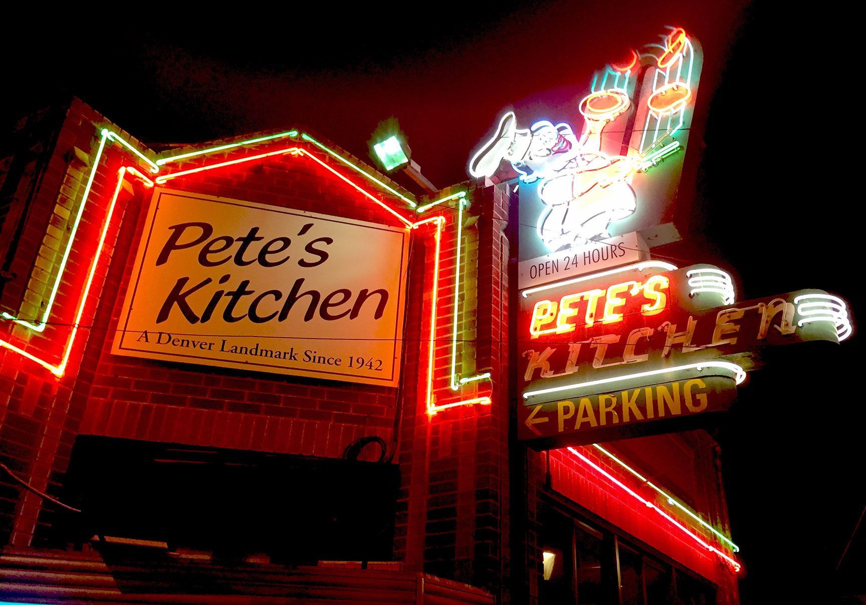 Pete's Kitchen, Denver, Colorado, Colfax Avenue, diner, neon lights, signage
