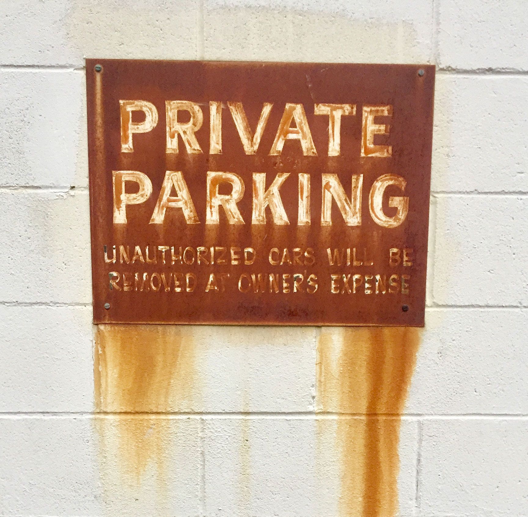 Private Parking sign, Salina, Kansas, rust