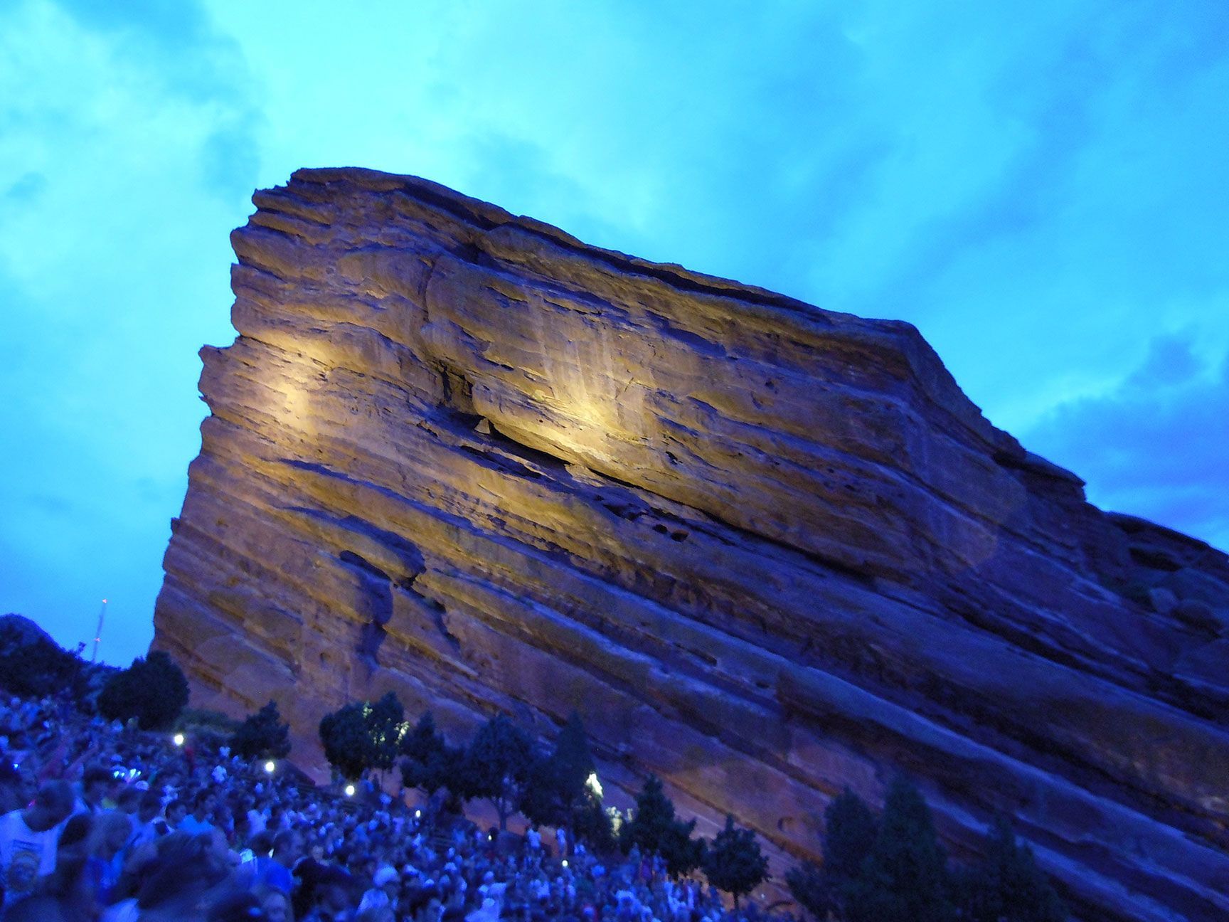 Red Rocks, blue light, evening, Morrison, Colorado