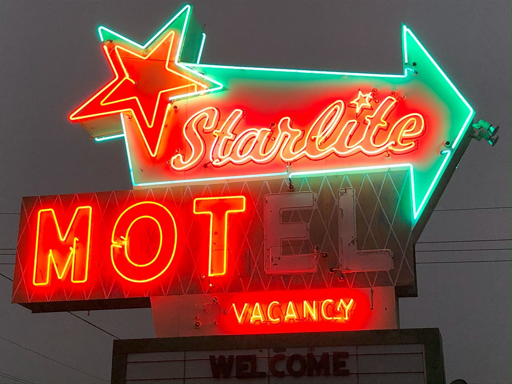 Starlite Motel, neon sign, signage, Salina, Kansas