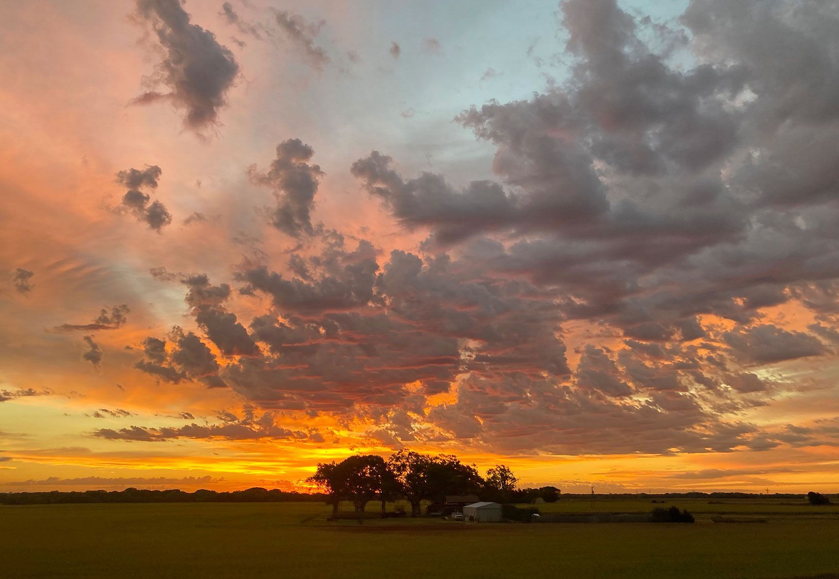 sunrise, clouds, plains, Kansas