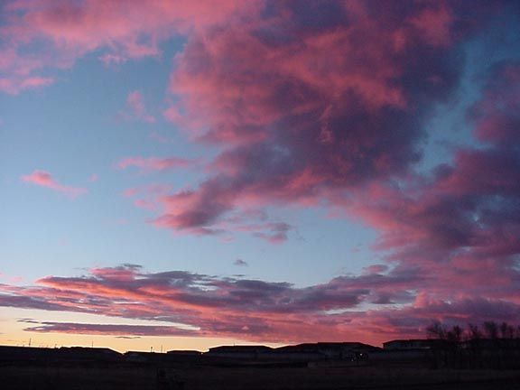 Sunrise with pink clouds in Cheyenne, Wyoming