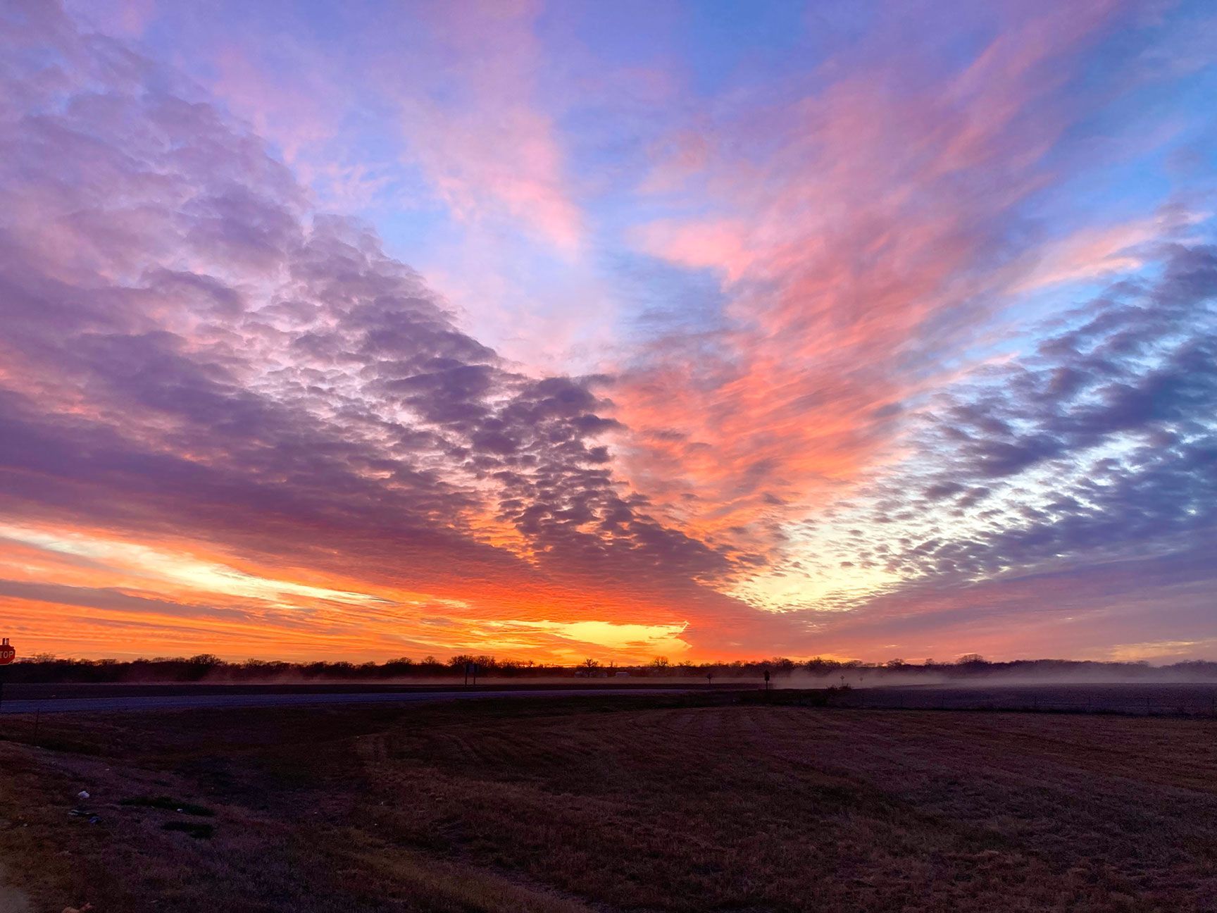 sunset, horizon, clouds, colors, Kansas
