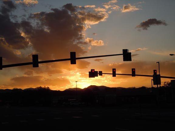 Sunset with stop lights 