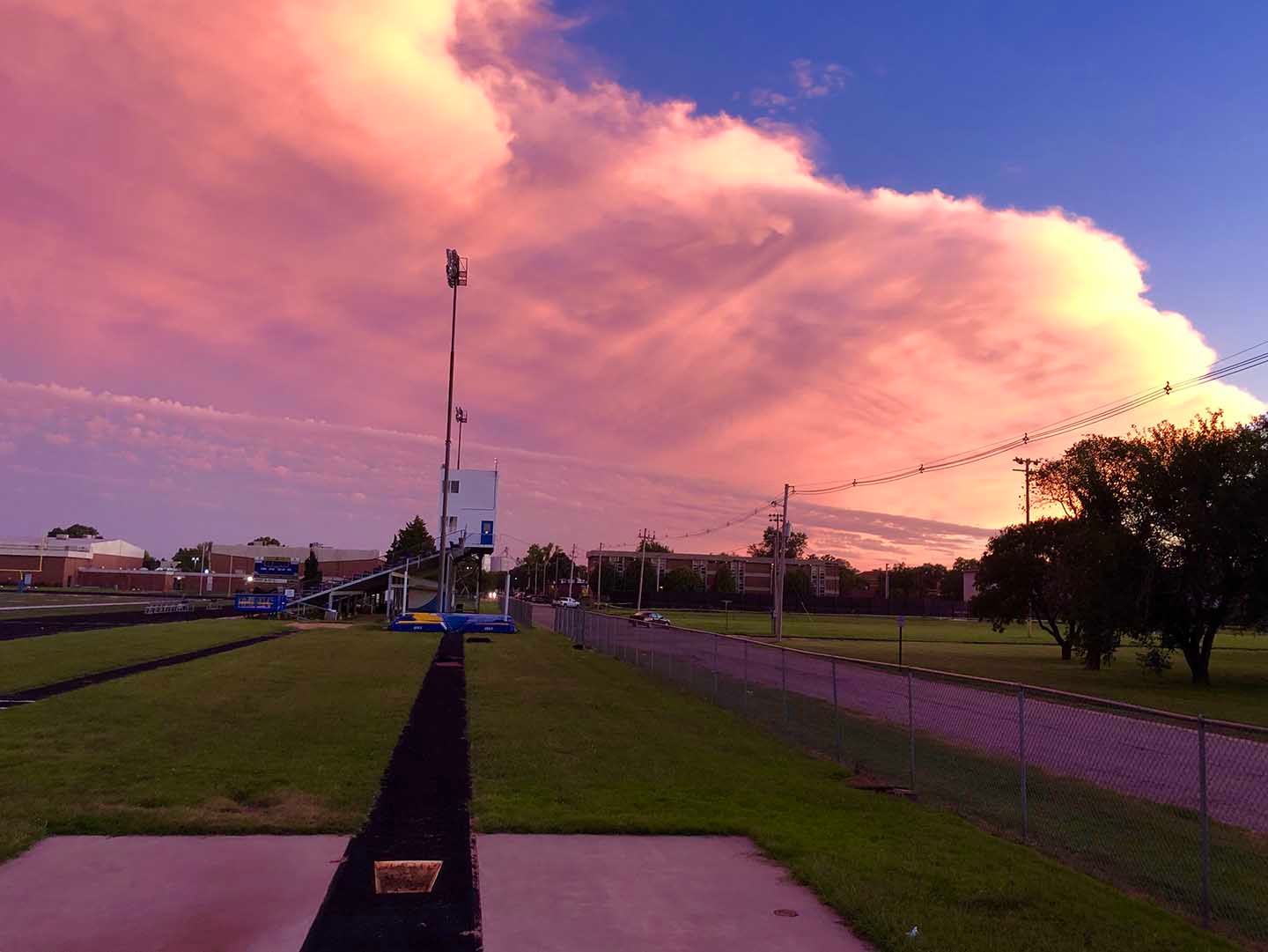 Sunset at the football field, Bethany College, Lindsborg, Kansas