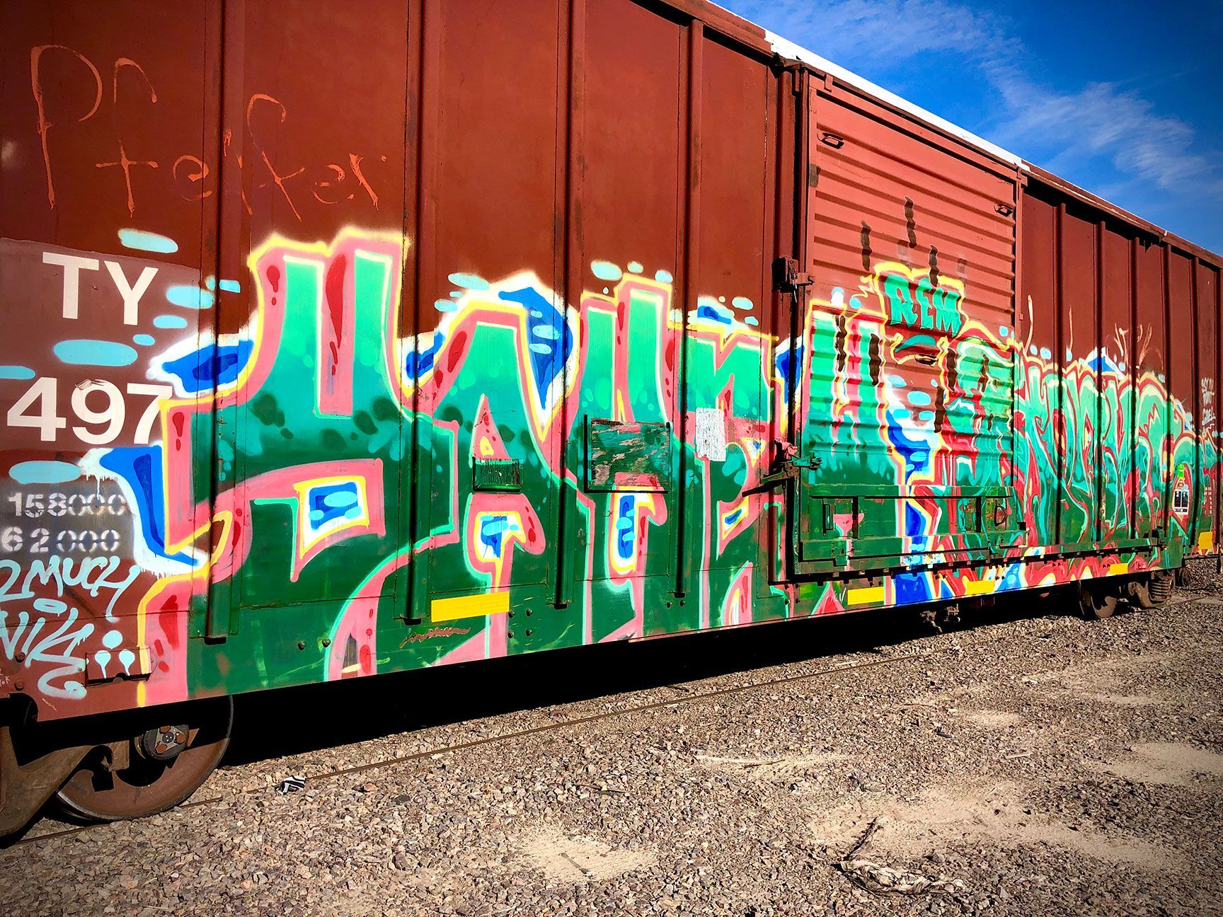 train graffiti, tagging, trains, Salina, Kansas