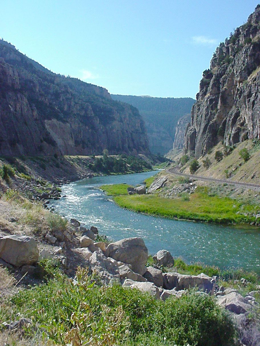 canyon, river, Wyoming, Wind River Canyon