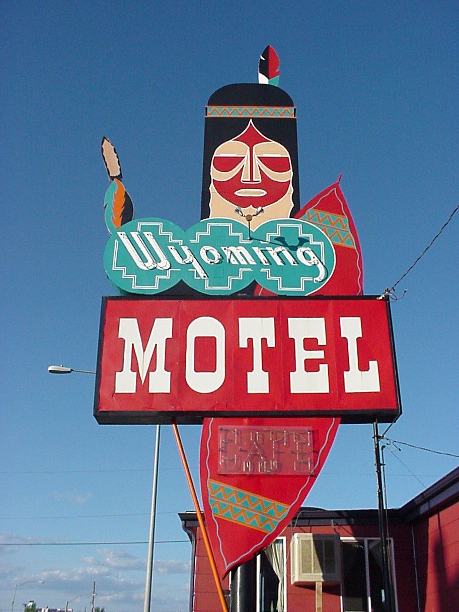 Wyoming Motel, neon sign, Cheyenne, Wyoming, signage