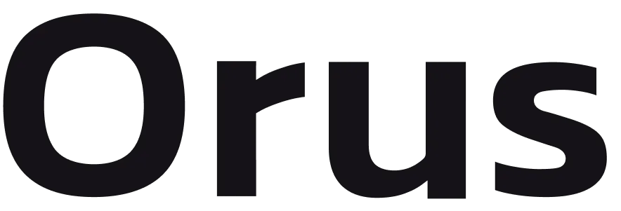 logo orus en noir sur fond blanc.