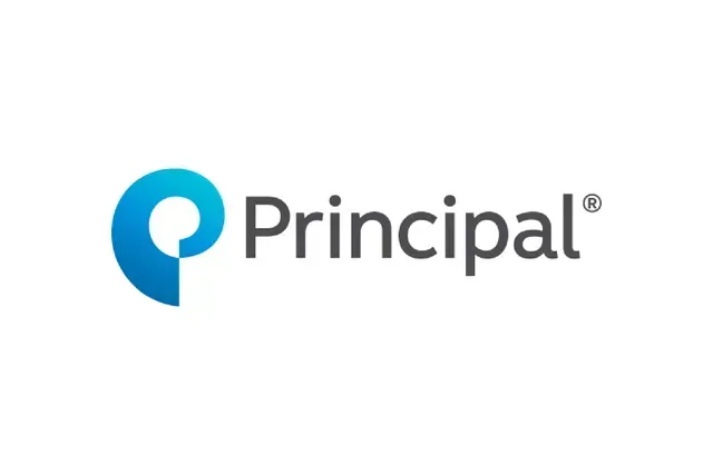 Principal logo: a blue, curved shape beside the word