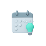 A calendar with a light bulb on it.