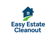 Logo: Dark blue house with a green curved path, "Easy Estate Cleanout" in dark blue text.