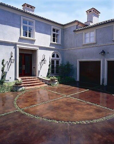 Curved stone driveway - Concrete construction in Palm Desert, CA