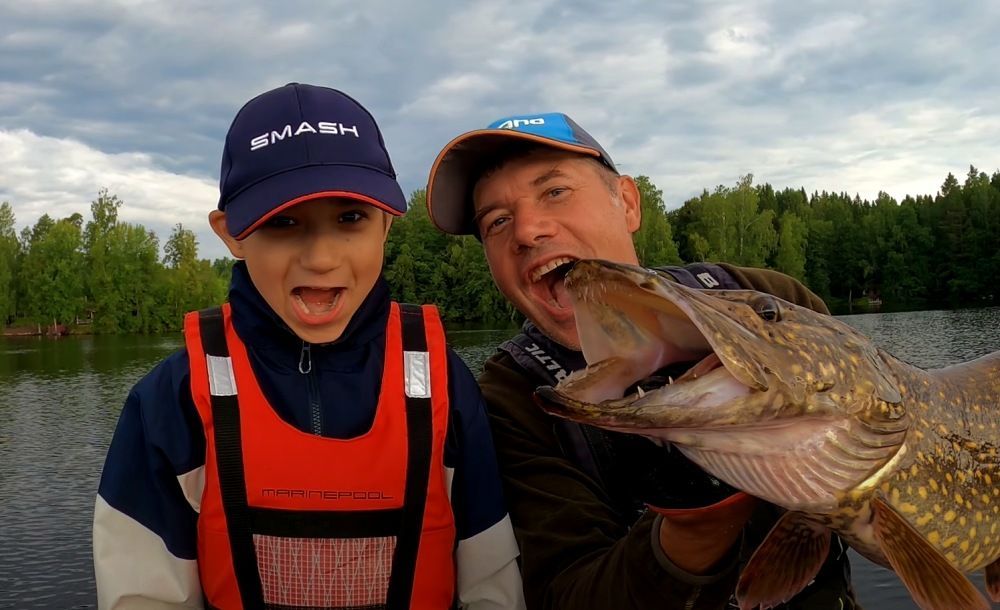Pike fishing with kids in Finland