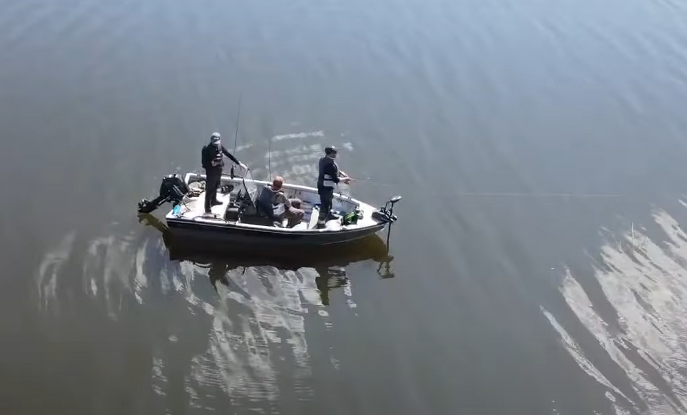 fishing from the boat in finland air view