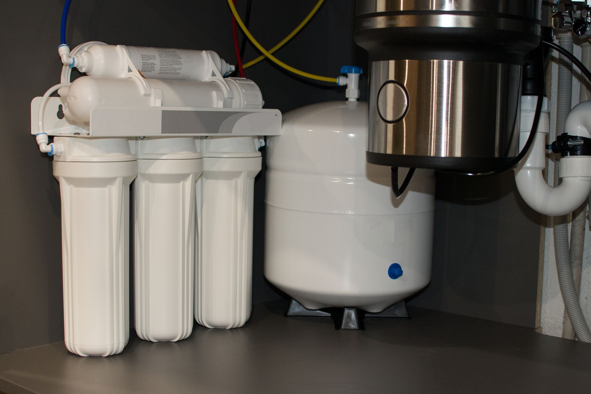 An advanced house water filtration system with multiple filtration stages.