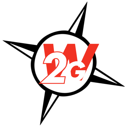 Logo for Way2Go Vanpool: a black van with red wheels above red text.