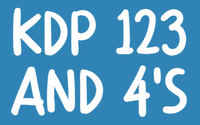 A blue sign that says kdp 123 and 4 's
